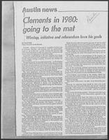 Newspaper clipping headlined: "Clements in 1980: going to the mat", undated.
