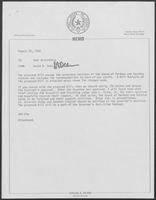 Memo from David A. Dean to Paul Wrotenbery regarding Board of Pardons and Paroles Amendments Bill, August 25, 1980