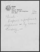 Letter to William P. Clements form the Office of the Commissioner Court of Dallas, Texas, July 23, 1981