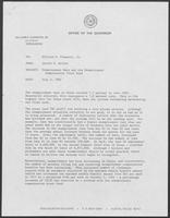 Memo from Jarvis E. Miller to William P. Clements regarding Unemployment Rate and the Unemployment Compensation Trust Fund, July 5, 1982