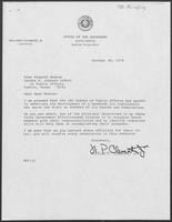 Letter from William P. Clements, Jr. to Elspeth Rostow, Dean of LBJ School of Public Affairs, October 29, 1979