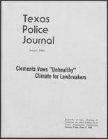 Article titled "Clements Vows 'Unhealthy' Climate for Lawbreakers," August 1982