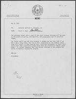 Memorandum from David A. Dean to Governor William P. Clements, Jr., May 8, 1981