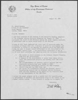 Letter from Bill Holly to David Herndon, August 12, 1982, regarding a report to the executive funding committee titled "Accomplishments of the Texas Criminal Justice System"