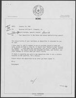 Memo from David Herndon to William Clements, January 14, 1981