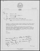 Memo from David Herndon to William P. Clements, February 11, 1982