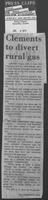 Newspaper clipping headlined "Clements to divert rural gas", July 4, 1979