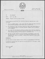 Memo from Eddie Aurispa to Kay Woodward regarding Request for William P. Clements to Serve on Panel, April 16, 1981