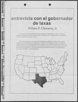 Interview in Economia Nacional titled "Entrevista con el gobernador de Texas, William P. Clements Jr.", undated