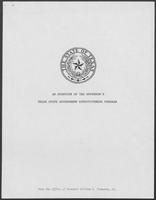 Report titled "An Overview of the Governor's Texas State Government Effectiveness Program," undated