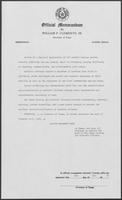 Official Memo from Governor William P. Clements, Jr., establishing the week of December 5-11, 1982, as Autism Awareness Week, November 18, 1982