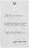 Memo from Governor William P. Clements, Jr., establishing February 1-7, 1981, as Army Nurse Corps Week, December 30, 1980