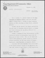 Press release from the Texas Department of Community Affairs, regarding appointment, February 13, 1980