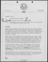 Memo from David Herndon to Bill Clements, September 9, 1982