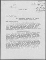 Letter from the Judicial Appointments Recommendation Committee to William P. Clements regarding Appointments to the Civil and Criminal District Courts of Tarrant County, August 28, 1981