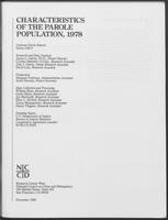 Uniform Parole Reports document titled "Characteristics of the Parole Population, 1978"