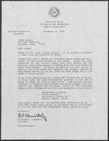 Correspondence between Joann Alaniz and William P. Clements concerning Drug Prevent, November 7 to 21, 1988
