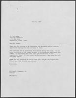 Correspondence between Pat Adams and William P. and Clements concerning the Upcoming Special Session, June 1 to 11, 1987