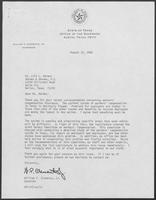 Correspondence between Lila L. Abrams and William P. Clements, August 1 to 12, 1988
