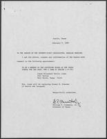 Appointment letter from Governor William P. Clements, Jr., to the Texas Senate, February 9, 1989