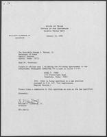 Appointment letter from Governor William P. Clements, Jr., to Secretary of State George Bayoud, January 23, 1990