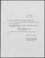 Appointment letter from William P. Clements to the Senate of the 71st Legislature, March 30, 1989