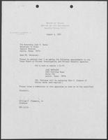 Appointment letter from William P. Clements to Secretary of State, Jack Rains, August 6, 1987