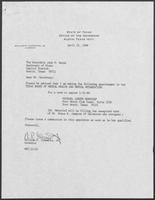 Appointment letter from William P. Clements to Secretary of State, Jack Rains, April 12, 1988