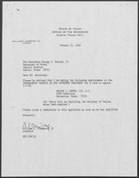 Appointment letter from Governor William P. Clements, Jr., to Secretary of State George Bayoud, January 22, 1990