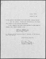 Appointment letter from William P. Clements Jr. to the Senate, February 23, 1989