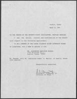 Appointment letter from William P. Clements to the Senate of the 71st Legislature, March 14, 1989
