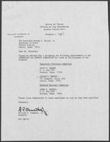 Appointment letter from William P. Clements Jr. to George Bayoud, December 6, 1988