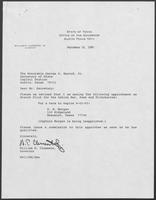 Appointment letter from William P. Clements to Secretary of State, George Bayoud, September 26, 1989