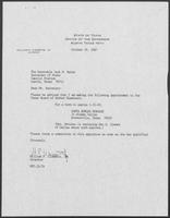Appointment letter from William P. Clements to Secretary of State, Jack Rains, October 29, 1987