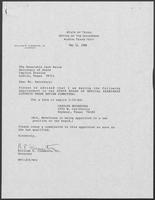 Appointment letter from William P. Clements to Secretary of State, Jack Rains, May 12, 1988