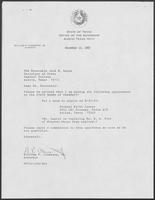 Letter from William P. Clements to Jack M. Rains, December 15, 1987