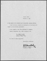 Appointment letter from William P. Clements to Senate of the 71th Legislature, February 9, 1989