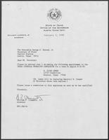 Appointment letter from William P. Clements to Secretary of State George Bayoud, February 2, 1990