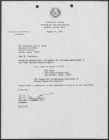 Letter from William P. Clements to Jack M. Rains, August 14, 1987
