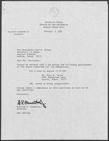 Appointment letter from William P. Clements to Secretary of State, Jack M. Rains, February 9, 1989