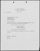 Appointment letter from William P. Clements to Secretary of State, Jack Rains, July 31, 1987