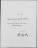 Appointment letter from William P. Clements to the Senate of the 71st Legislature, May 12, 1989