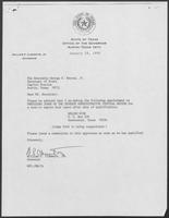 Appointment letter from Governor William P. Clements, Jr., to Secretary of State George Bayoud, January 29, 1990