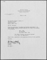Appointment letter from Governor William P. Clements, Jr., to Secretary of State George Bayoud, March 8, 1990