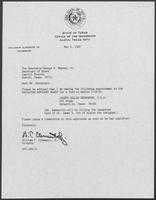 Appointment letter from Governor William P. Clements, Jr., to Secretary of State George Bayoud, May 2, 1990