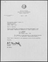 Appointment letter from Governor William P. Clements, Jr., to Secretary of State George Bayoud, April 1, 1990