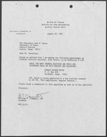 Appointment letter from Governor William P. Clements, Jr., to Secretary of State Jack Rains, August 28, 1987