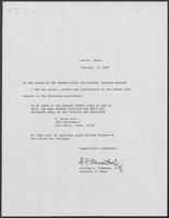 Appointment letter from Governor William P. Clements, Jr., to the Texas Senate, February 9, 1989