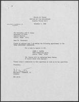 Appointment letter from Governor William P. Clements, Jr., to Secretary of State Jack Rains, December 6, 1988