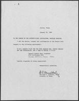 Appointment letter from Governor William P. Clements, Jr., to the Texas Senate, January 30, 1989